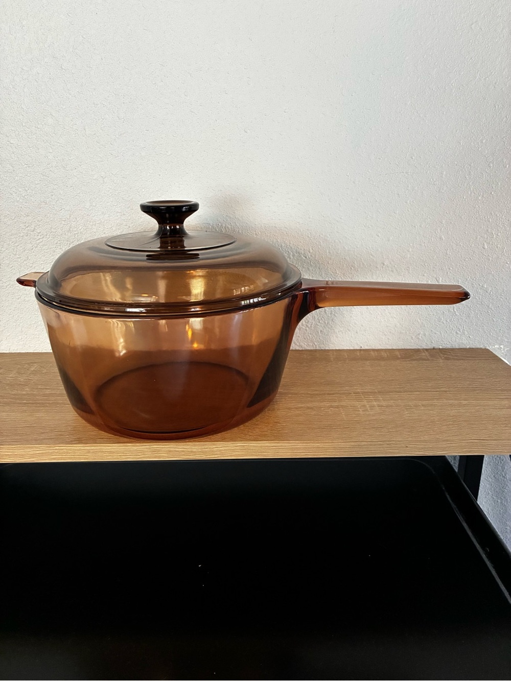 Vintage Pyrex Visions Corning 2.5L Amber Glass Saucepan w/Lid USA